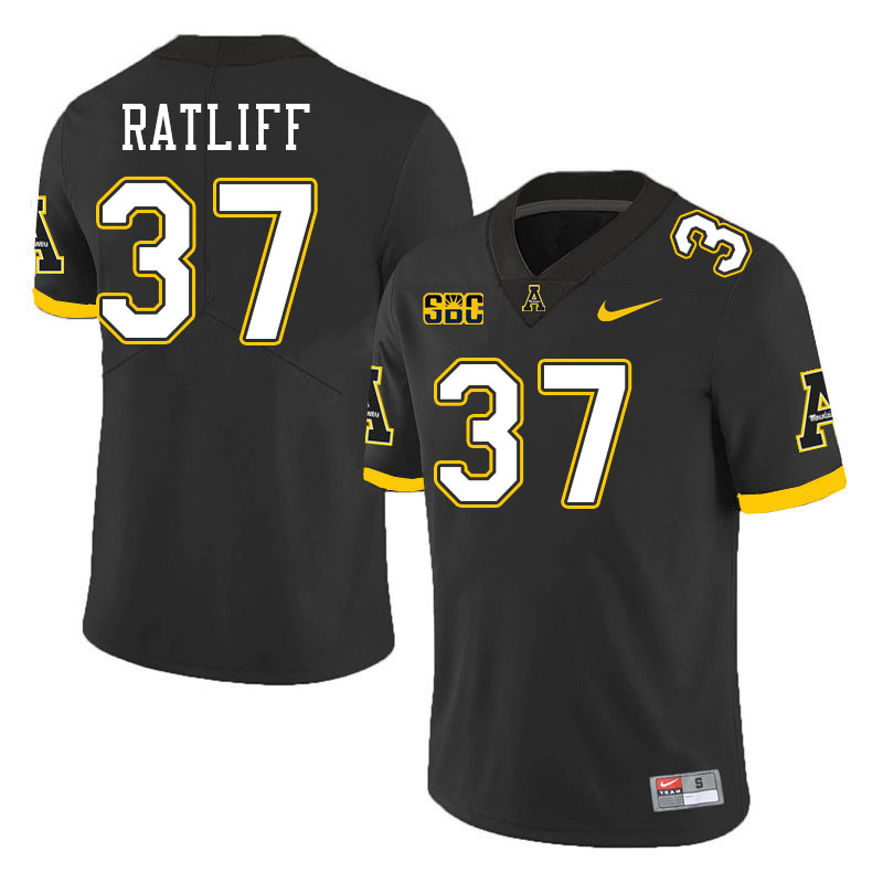 Appalachian State Mountaineers #37 Ian Ratliff College Football Jerseys Stitched-Black